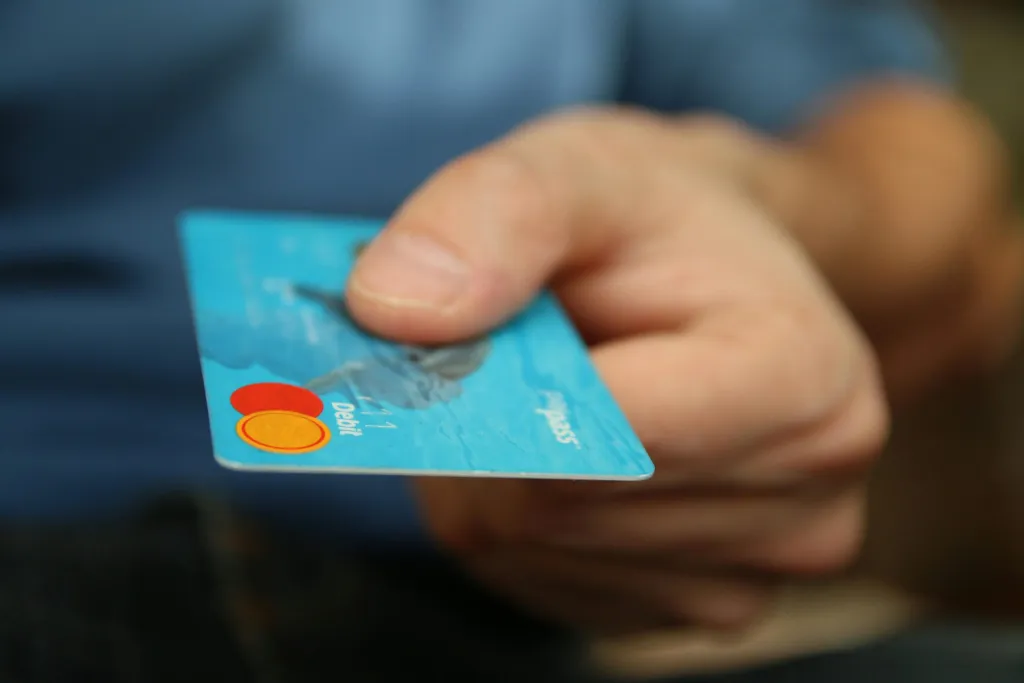 Entrepreneur managing finances with a credit card